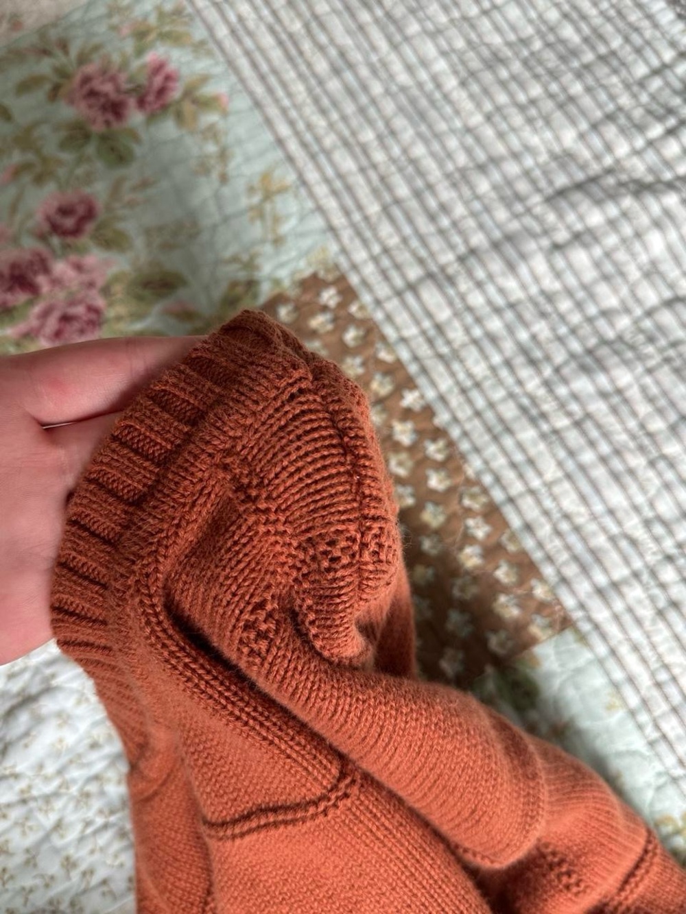 Alexander Julian orange cotton sweater with grid pattern - Picture 7 of 7